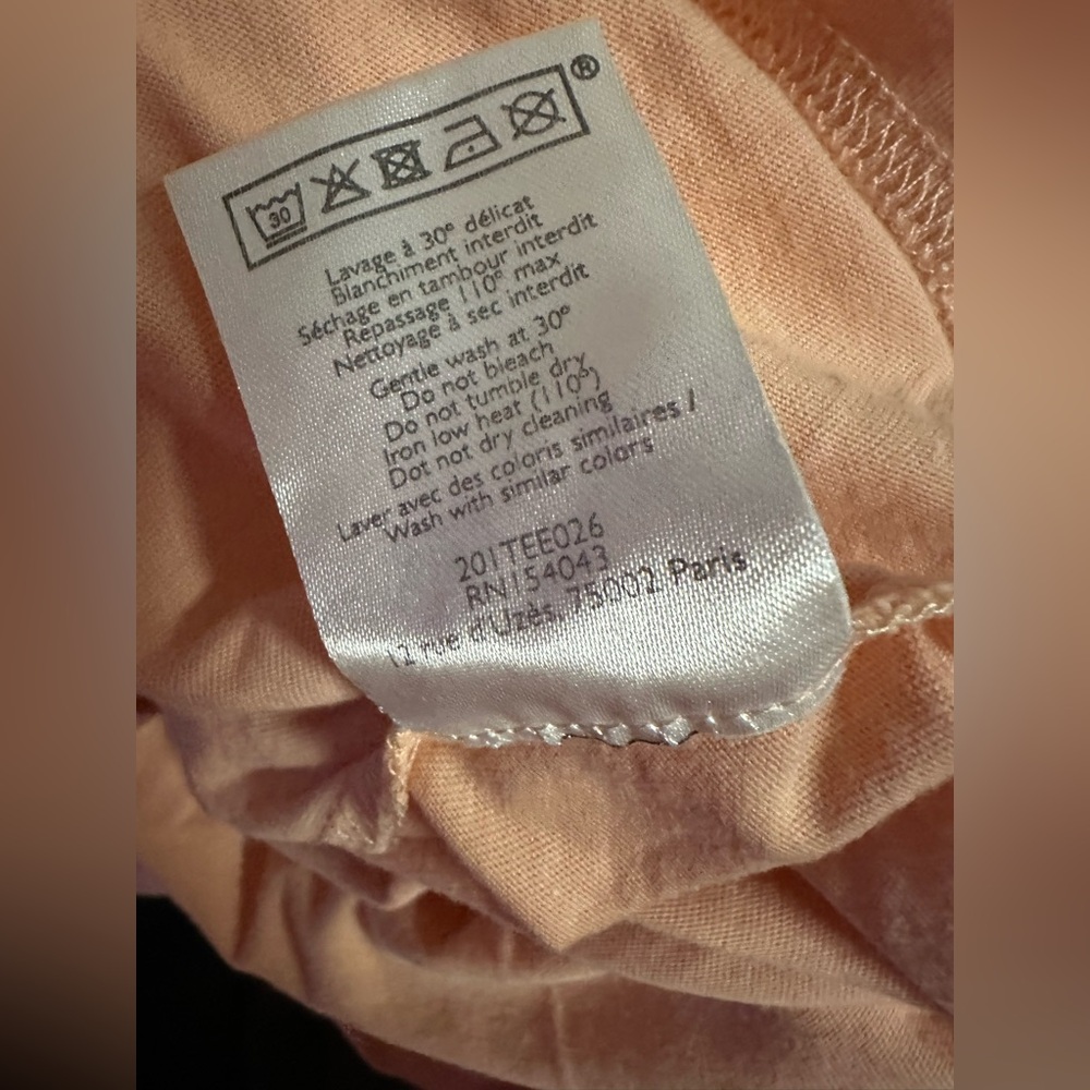Stylish Sezane Amour Libre T Shirt Free Love Cotton Peach Short Sleeve Sz Small - Picture 10 of 11